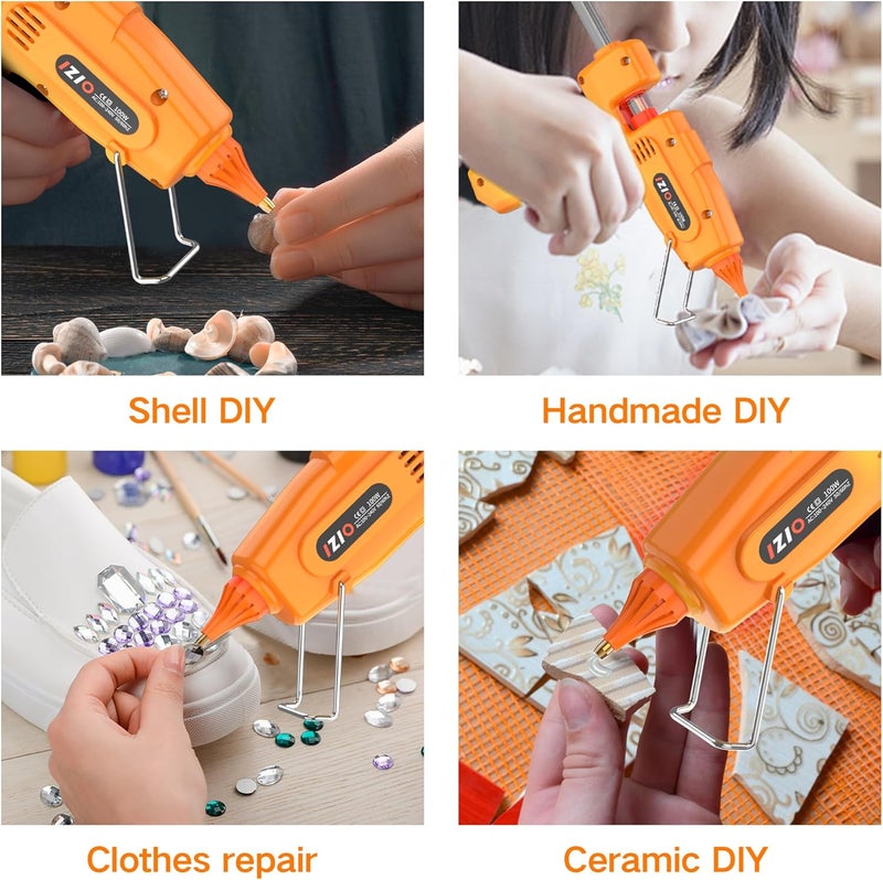 iZiO hot glue gun and sticks set with 21 glue sticks(7/16"), storage pouch, copper nozzle,Equipped with anti scalding mouth, safe switch, ergonomic grip, lightweight for diy projects, home repairs. - Image 4